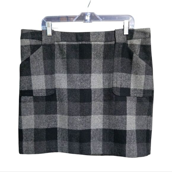 Vintage Liz Claiborne Plaid Wool Blend Lined Mini Skirt Size 16 - Picture 1 of 4